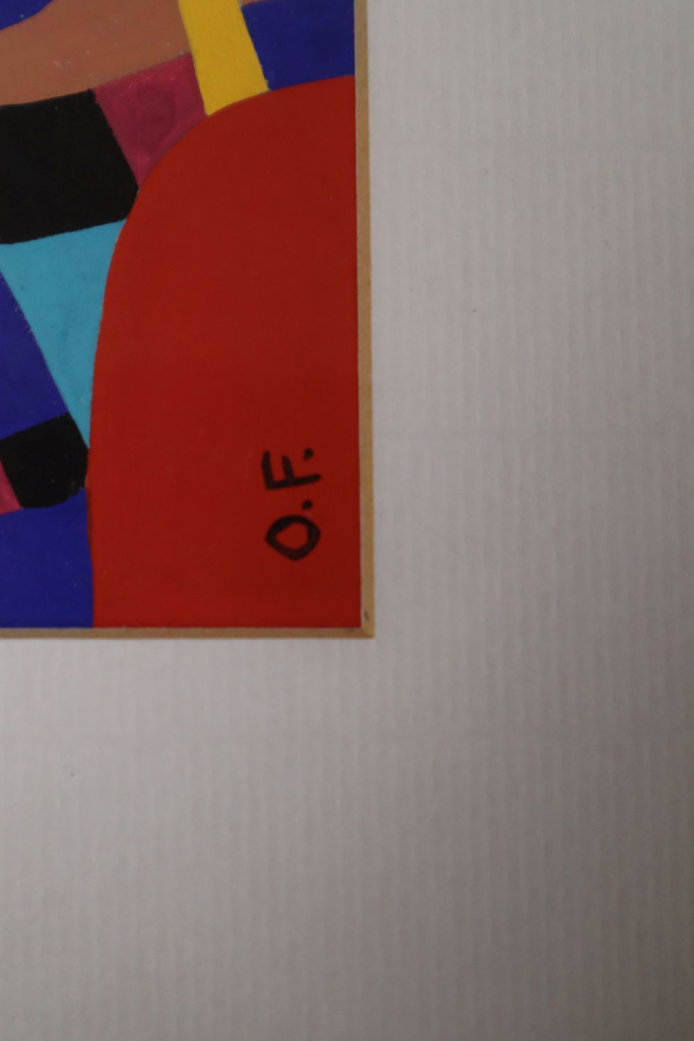 20th century gouache, Abstract, initialled OF,19 x 13cm